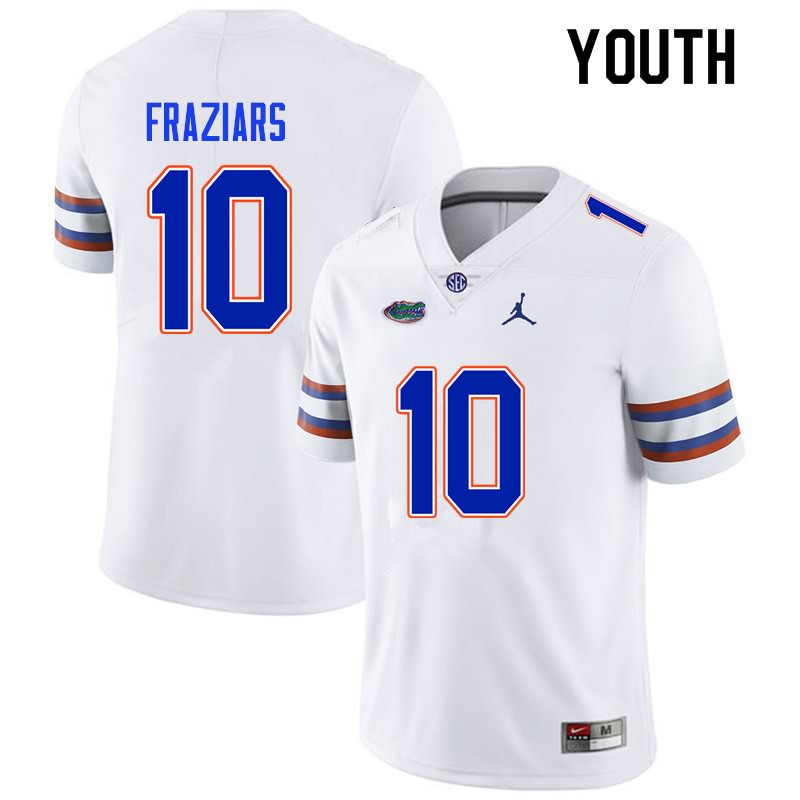 NCAA Florida Gators Ja'Quavion Fraziars Youth #10 Nike White Stitched Authentic College Football Jersey WFT8164JL